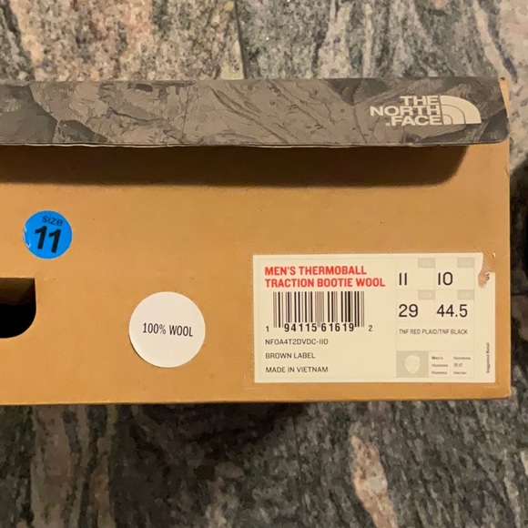 The North Face Thermoball Bootie Traction Wool TNF Booties Men Size 11 Slippers - Picture 9 of 16